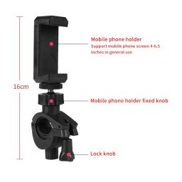 Suporte para celular com tampa, tripé ajustável com braçadeira para bicicleta e flash de led, para câmera de ação - Image 4