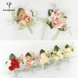 Pulseira madrinha corsage, bracelete de seda com rosas e flores, pulseira feminina, para casamentos, artesanatos - Image 3