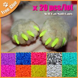 Colorido Cat Nail Caps com Cola Adesiva Livre, Garra Macia Patas, Nova Moda, Pet Gift, Tamanho XS S M, 20 Pcs por Lote - Image 1