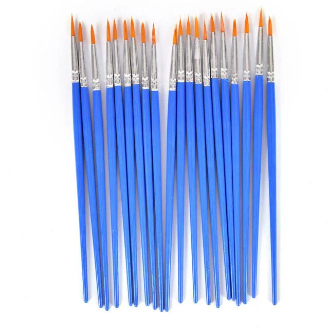Conjunto de 10 Pincéis de Aquarela e Guache em Diferentes Tamanhos com Ponta Redonda e Pontiaguda para Pintura e Arte