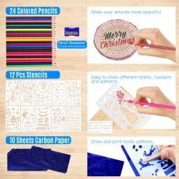 112 pces queima de madeira kit ajustável temperatura 220-480 woodferramenta de queima de madeira 60w pyrography caneta conjunto para gravação escultura de solda - Image 5