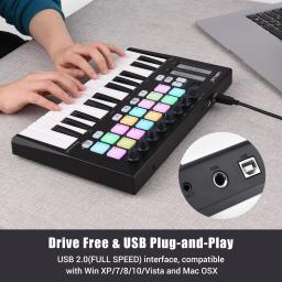 Worlde panda mini 25-key usb midi controlador de teclado usb controlador midi teclado piano & 8 rgb retroiluminado gatilho almofadas música presente - Image 5