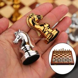 Pro Metal Xadrez Set para Adultos e Crianças, Jogo de Tabuleiro, Tabuleiro Profissional, Iniciante, Magnetic Travel Set, Peças De Metal - Image 5