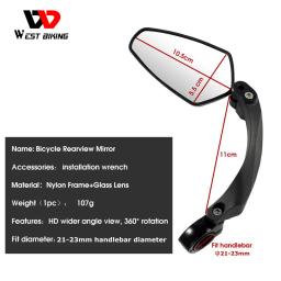 West Biking-Universal Bike Espelho Retrovisor, 360 graus ajustável espelho retrovisor, acessórios de ciclismo, bicicleta guidão espelhos - Image 5