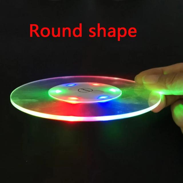 Acrílico LED Ultra-Fino para Coasters de Cocktail – Luzes Piscantes para Copos de Bebida, Ideal para Bar, Eventos e Casamentos, 1 Peça
