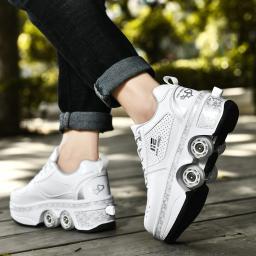 Kofuboke patins sapatos deformação unisex parkour roda tênis adultos crianças meninos meninas quad sapatos kick rolo - Image 5