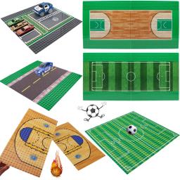 Base de placas clássica tamanho mini, 2 peças, mini, cidade, estrada, basquete, futebol, quadra, estacionamento, bloco de construção, brinquedos de tijolos diy para crianças - Image 1