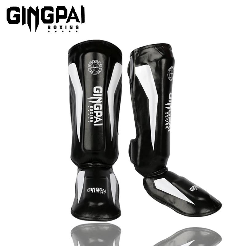 Caneleiras de boxe mais grossas, equipamento de proteção de couro pu para artes marciais, taekwondo de perna muay thai, protetores de tornozelo - Image 1