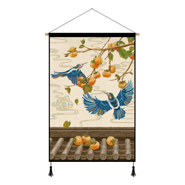Pintura Decorativa Chinesa em Rolagem para Sala de Estar: Arte de Parede Elegante e Atraente