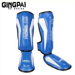 Caneleiras de boxe mais grossas, equipamento de proteção de couro pu para artes marciais, taekwondo de perna muay thai, protetores de tornozelo - Image 1