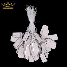 100 pçs/lote preço diy etiqueta retangular gravata corda jóias roupas exibição preço de mercadoria tag cartão prata/ouro/branco - Image 3