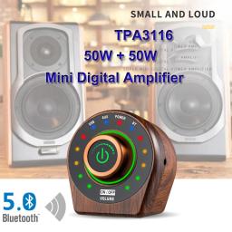 Amplificador De Áudio De Potência Digital Retro De Madeira, Estéreo Classe D, Amplificador HiFi, Home Theater AMP, Bluetooth 5.0, TPA3116, 2x50W - Image 2