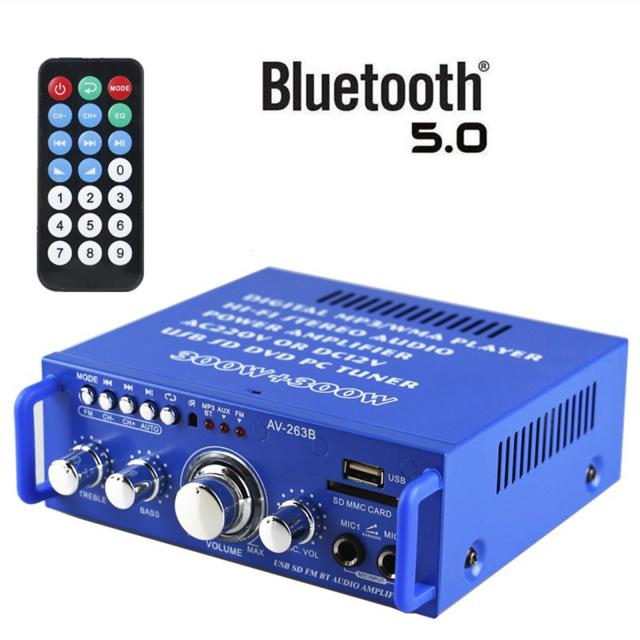 Amplificador Estéreo Bluetooth de 600W - Sistema de Áudio com Rádio FM e Suporte para Cartão SD e USB