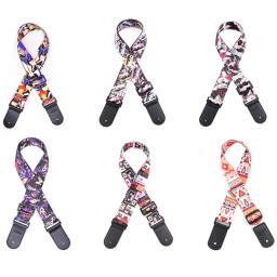 Correia de guitarra de nylon para guitarra elétrica acústica, cinto multicolorido, correias ajustáveis para impressão de caveira, picaretas para baixo - Image 1