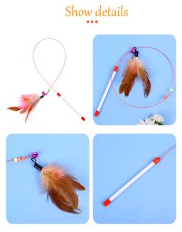 Pena de metal sino fio gatos vara para o brinquedo do gato brinquedos para animais estimação interativos suprimentos dla kota cosas suministros para gatos - Image 2