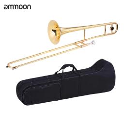 Ammoon-Latão Ouro Laca Bb Tone B Plano Instrumento de Sopro, Cupronickel Bocal, Limpeza Stick Case, Trombone Tenor - Image 1