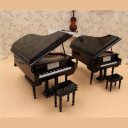 Réplica miniatura do conjunto do modelo do piano de cauda, mini piano com tamborete, coleção do instrumento musical, exposição decorativa dos ornamentos - Image 5