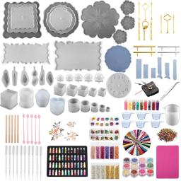 Misturado Estilo Resina Epóxi Moldes Set, Molde Silicone, Ferramentas de Fundição UV, Materiais DIY, Epóxi Kits, 1 Conjunto - Image 1