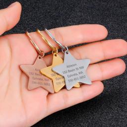 Pingente de estrela personalizado animal de estimação esculpido nome do gato etiquetas de identificação de aço inoxidável suprimentos para animais de estimação colar colocar acessórios perdidos - Image 4
