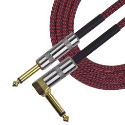 Cabo de guitarra de áudio para instrumento musical, reto em ângulo reto, banhado a ouro, plugues TS, PVC, 3 metros, 10 pés, 1/4 pol - Image 3