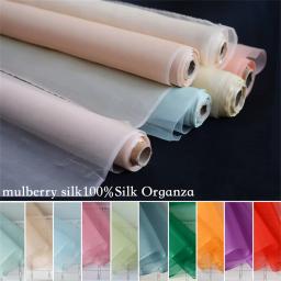 Tecido de seda monocromático puro, 100% seda amoreira, organza, costura DIY pelo metro, largura 44 polegadas, espessura 5mm - Image 1