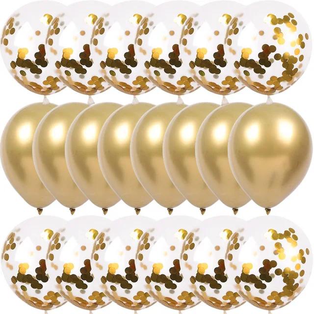 Conjunto de balões de confete dourado, 20 peças, metálico, cromado, festa de aniversário, casamento, decoração, aniversário, chá de bebê - Image 1