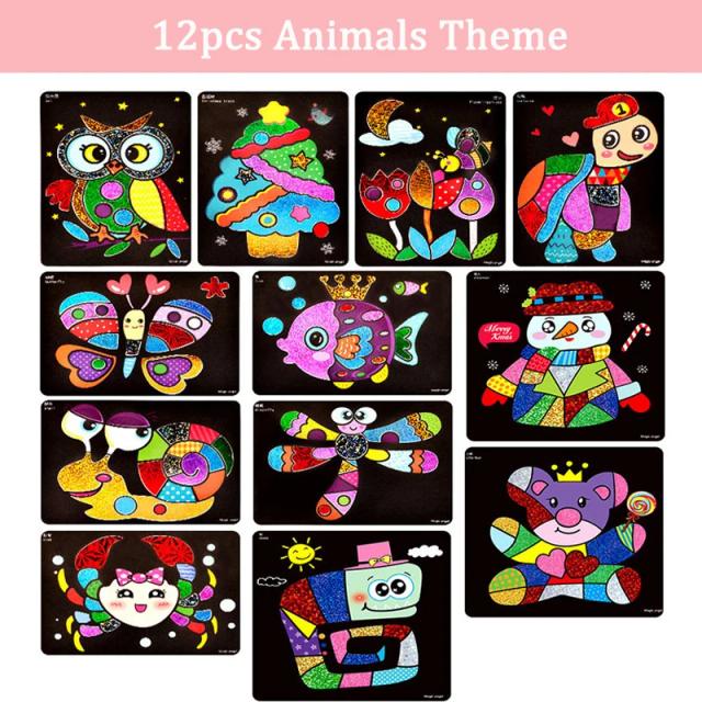 Transferência Mágica: Adesivos Coloridos DIY para Pintura e Artesanato Infantil - Kit de 9 a 15 Peças