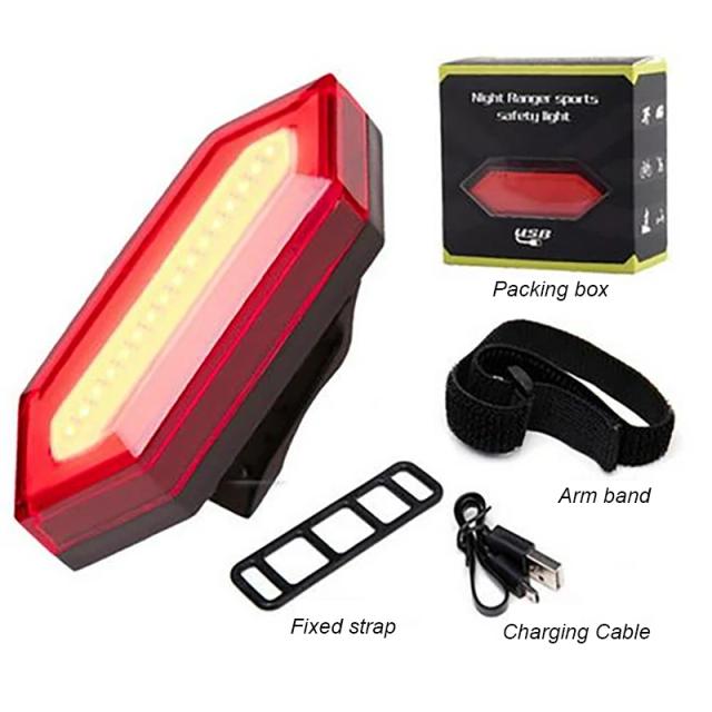 Luzes de Advertência Recarregáveis COB para Ciclismo e Corrida - Acessórios para Bicicleta ao Ar Livre
