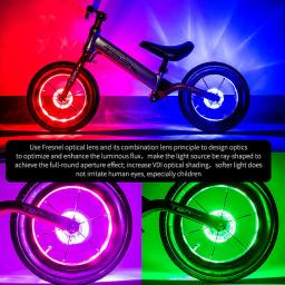Bicicleta LED roda luz, cubo da cauda dianteira bicicleta, falou lâmpada, 1 lâmpada com 7 cores, 18 modos, recarregável, crianças equilíbrio - Image 3