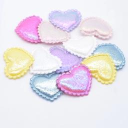 40 pçs 38*32mm glitter coração apliques remendos acolchoados para roupas chapéu artesanato suprimentos de costura diy headwear grampos de cabelo arco decoração - Image 3