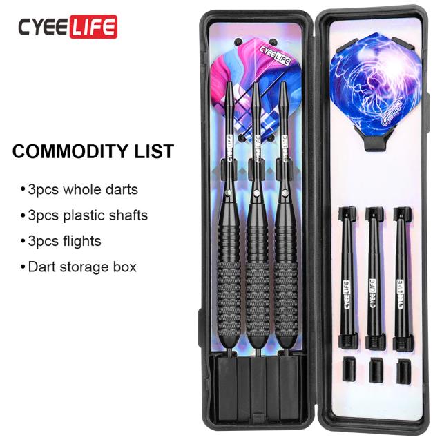 Conjunto Profissional de Dardos de Aço 26g Cyeelife com Estojo de Transporte e Eixo de Alumínio