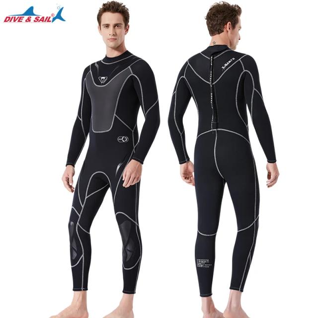 Fatos Wetsuits Unissex de Neoprene com Zíper e Manga Comprida para Esportes Aquáticos 3mm