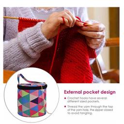 Saco de armazenamento de fios de lã de tricô redondo sacos organizador agulhas de costura de crochê bolsa tecer ferramentas acessórios tigela artesanato tote - Image 3