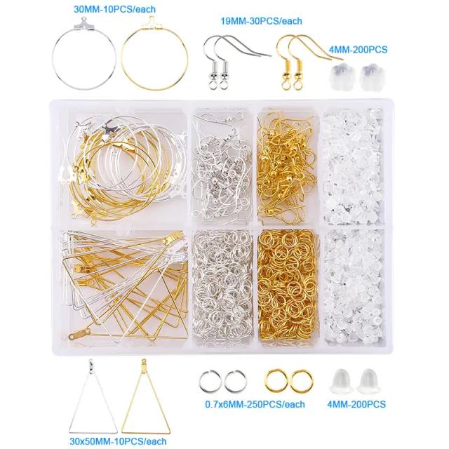 Kit de Ferramentas para DIY de Jóias com Argolas Abertas, Fechos de Lagosta, Correntes, Fivelas e Ganchos para Brincos