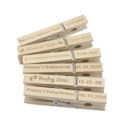 Prendedores De Roupa De Madeira Personalizados Para Roupas, Pinos De Madeira, Roupas Personalizadas Pags, Clips, Decoração Do Casamento, Favor Do Chuveiro Do Bebê, 50PCs - Image 2