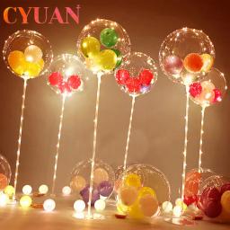 Cyuan-1 conjunto de balões led com suporte, luminoso, transparente, com coluna, luzes led, decoração de festas de aniversário, casamento - Image 4