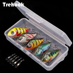 Trehook 5 pçs/caixa afundando lento jerk iscas pike wobblers 6cm 13g inverno iscas de pesca conjunto ratlin vib isca jerkbait qualidade ganchos - Image 1