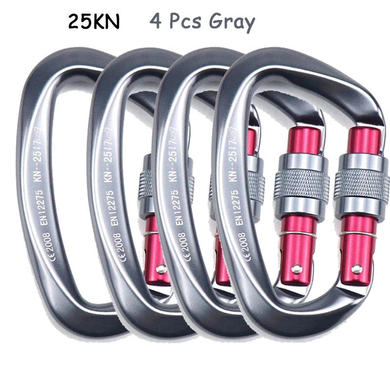 Escalada Profissional Mosquetão, Forma D, Fivela de Bloqueio, Trava de Segurança, Equipamentos ao ar livre, Acessórios, 25KN, 4Pcs - Image 1
