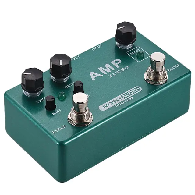 Processador de Efeitos Pedal MOSKY para Guitarra Elétrica: Fuzz, Turbo Overdrive, Booster Limpo e Mixer de Som em Carcaça Metálica