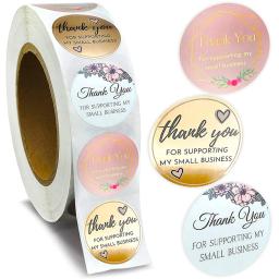 Embalagem floral Selo Etiqueta, Scrapbooking Papelaria Adesivo, Obrigado por Apoiar o Meu Pequeno Negócio, Presente, 100-500Pcs - Image 1
