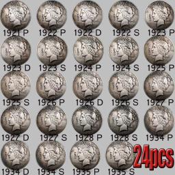 Conjunto completo de moedas eua 24 peças 1921-1935 dólar da paz revestimento de prata cópia coleção de moedas - Image 5
