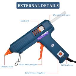 Kit de ferramentas de pistola de cola quente ajuste temperatura 150w arma de silicone, use 11mm cola varas diy bico de cobre puro, saco vendido separadamente - Image 5
