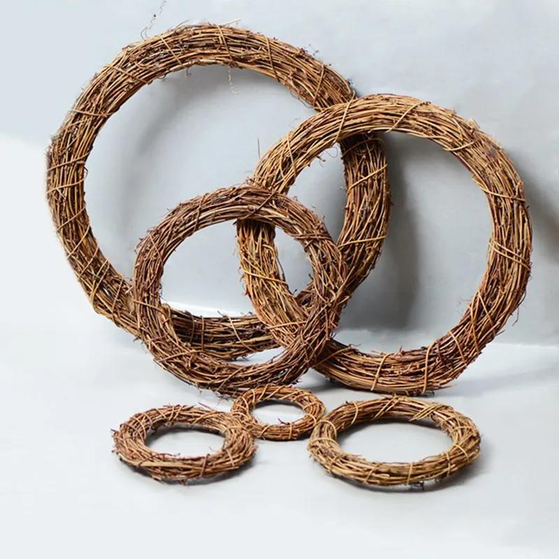 1pc 10/15/20/25/30cm rattan anel grinalda diy flores artificiais guirlanda flor seca quadro para decoração de natal casa - Image 1
