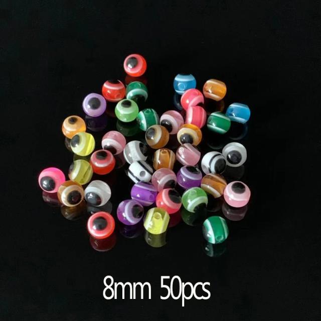 Kit 50 Contas de Pesca Acrílico Olho de Peixe 4/6/8mm para Robalo