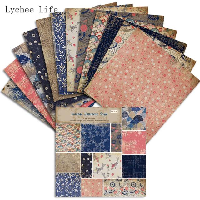 Packs de Papel de Origami Japonês Lychee com 12 Folhas para Scrapbooking e Artesanato DIY