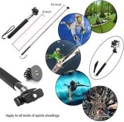 Head Strap Mount Kit Bundle, Peito Harness, Selfie Stick para Gopro Hero 13, 12, 11, 10, 9, 8, 7, 6, 5, 4, 3, 2, AKASO, EK7000, Corajoso - Image 6