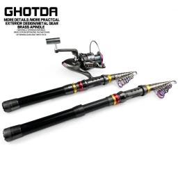 Ghotda superhard telescópica haste de carbono e carretel conjunto 1.8-3.6m relação de engrenagem: 5.2:1 carretel de pesca de grande resistência - Image 2