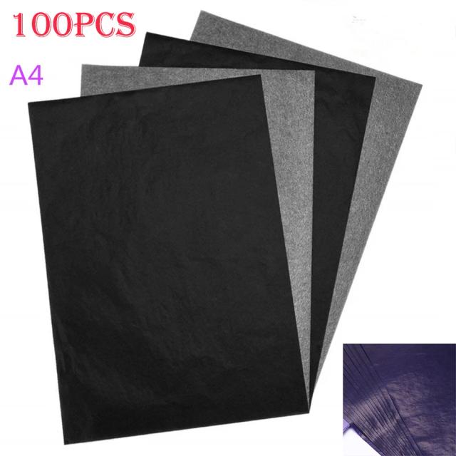 Kores Carbono: Conjunto de 100 Folhas A4 em Preto e Azul para Rastrear Pinturas e Cópias