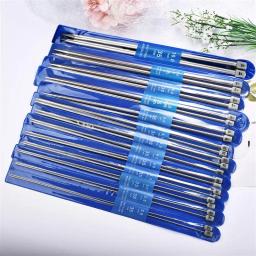 Agulhas de tricô retas de 35cm, em aço inoxidável, gancho de crochê faça você mesmo, ferramentas de tricô, tamanho 2-10mm, ferramentas de costura - Image 2