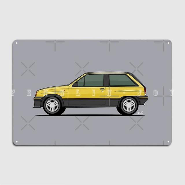Ilustração Exclusiva do Vauxhall Nova SR: Placa Metálica para Parede, Cave Party e Pintura Mural